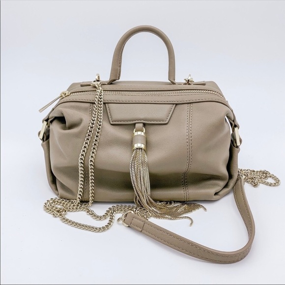 NEW HEIRLOOM Designer Taupe Tassel Crossbody Bag - Picture 2 of 8
